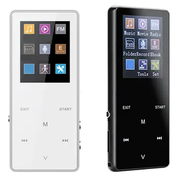 

Luxury Metal MP4 Player Bluetooth Player Portable Slim MP3 MP4 Media 1.8 inch 8GB/16GB Music Player Gift FM Hi-Fi Walkman