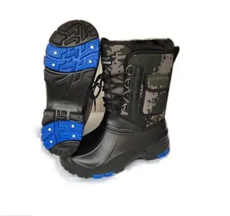 Теплые водонепроницаемые ботинки из плотного флиса для рыбалки; зимние мужские уличные ботинки для катания на лыжах и пеших прогулок; теплые ботинки со стальным носком; нескользящая обувь - Цвет: Nail Camouflage