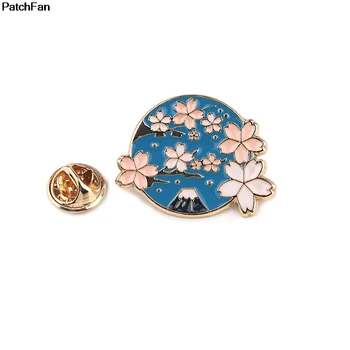 

20pcs/lot A3715 Patchfan Cherry blossoms And Mount Fuji Enamel Pin Metal Collar Pins and Brooches Jewelry Lapel Pin Badge Gifts