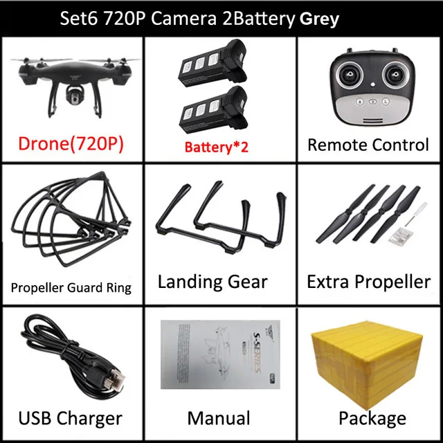 LAUMOX S70W Радиоуправляемый Дрон с режимом следования за мной с 720 P/1080 P HD камерой Регулируемый Широкоугольный FPV gps Профессиональный Квадрокоптер вертолет - Цвет: Set6 720P 2B Gray