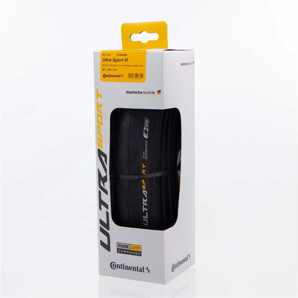Pneumatico Per Bici Da Strada Continental Ultra Sport Iii 700X2 3/25 Pieghevole Nero Puregrip 3