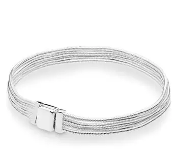 

Genuine 925 Sterling Silver Bracelet Reflexions Multi Snake Chain Bracelet Bangle Fit Women Bead Charm Diy Fashion Jewelry