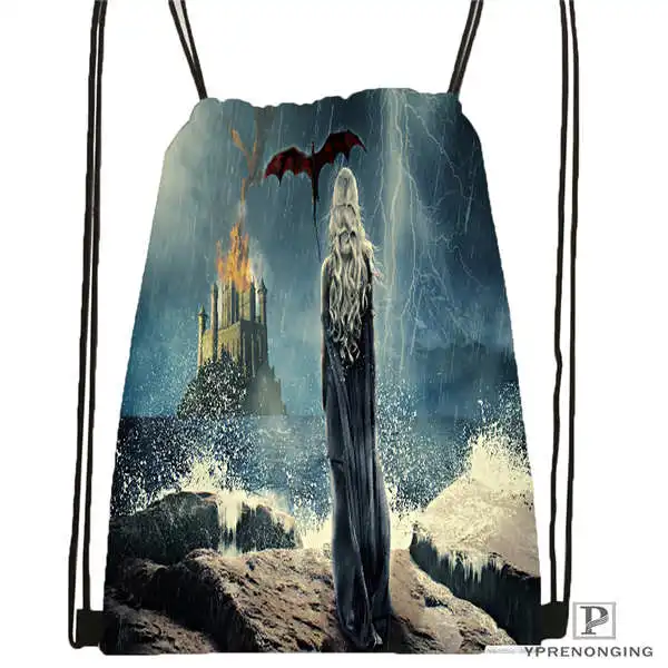 Drawstring Backpack Пользовательская Игра престолов@ 01-походная сумка на шнурке милый рюкзак для детей(черная спинка) 31x40 см#180611-01-29 - Цвет: Drawstring Backpack
