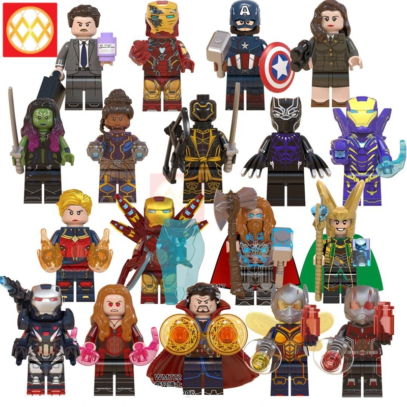 

WM6063 Avengers Endgame Iron Man Thor Captain Marvel Ant Man Wasp Doctor Strange War Machine Scarlet Witch Building Blocks Toys