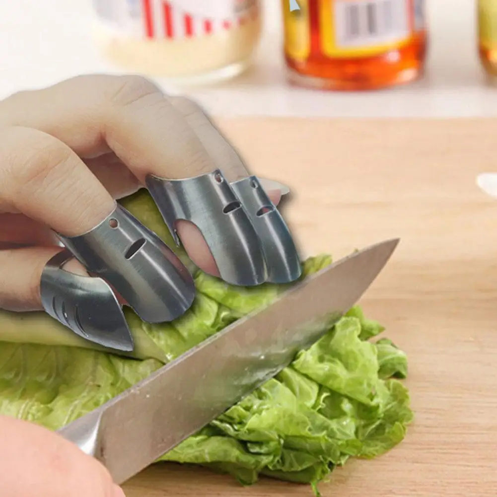 4pcs Stainless Steel Finger Guard Protect Cutting Vegetables Protector Knife Cut Finger Protection Hand Guard Kitchen Gadgets