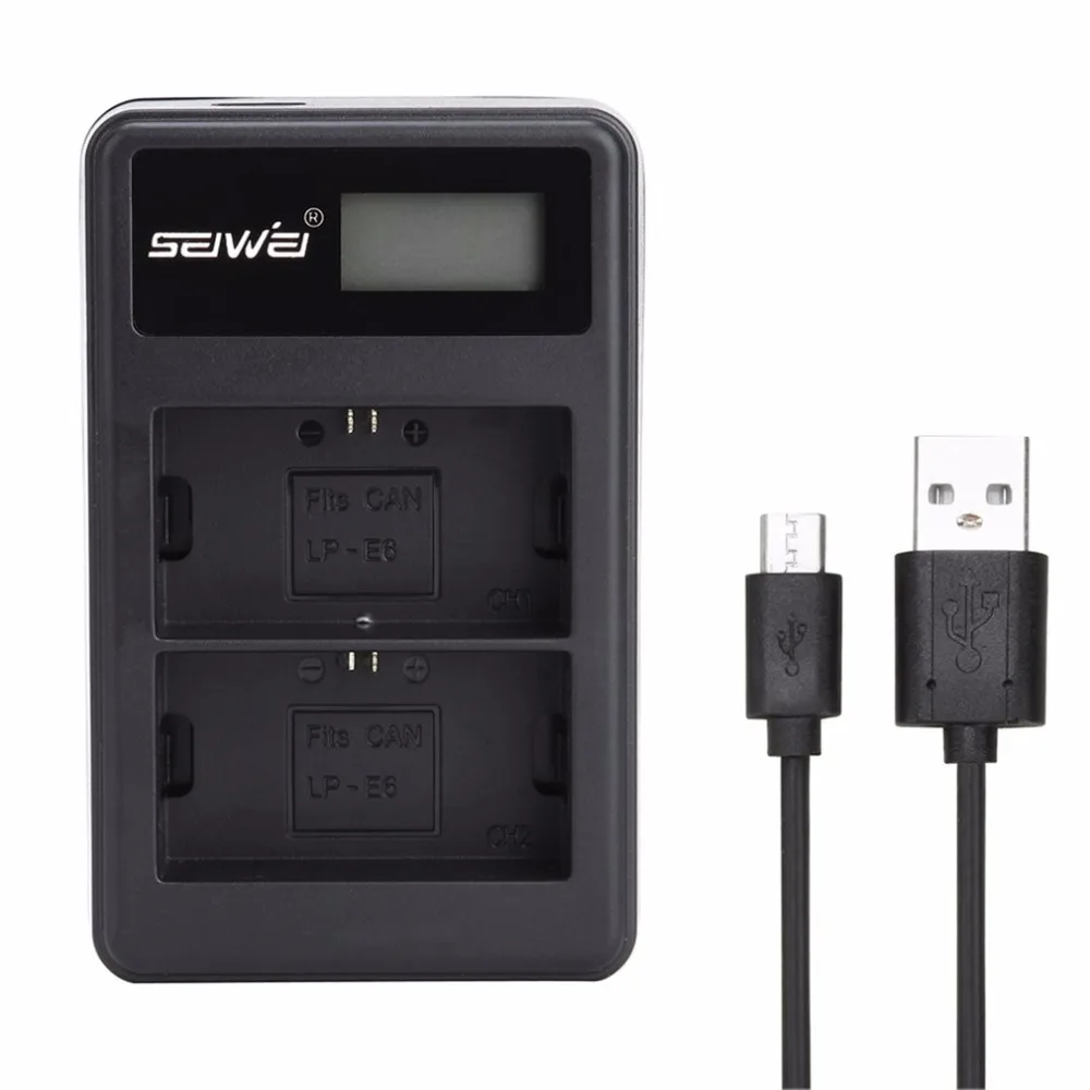 Зарядное устройство для камеры комплект аккумуляторов 2*1830mAh LP-E6 аккумулятор+ 2-слотовый ЖК-дисплей зарядное устройство для камеры+ USB кабель для CONON