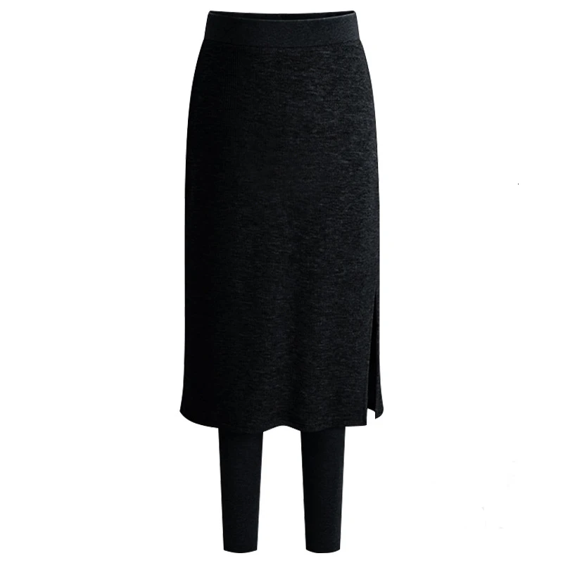 Высокая талия 6XL размера плюс женские леггинсы пикантная юбка средней длины уличная одежда длинные черные штаны для тренировок фитнес Леггинсы пуш-ап осень - Цвет: black no velvet