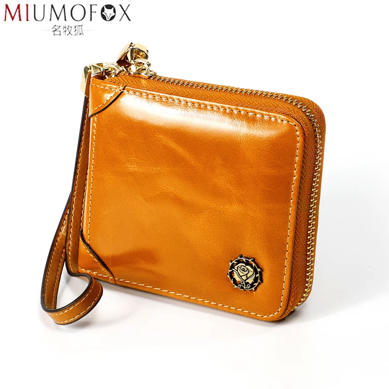 

Oil Wax Leather Men Wallet with Coin Pocket Rfid Blocking Mens Card Holder Leather Wallets Luxury Brand Short Coin Purse for Men