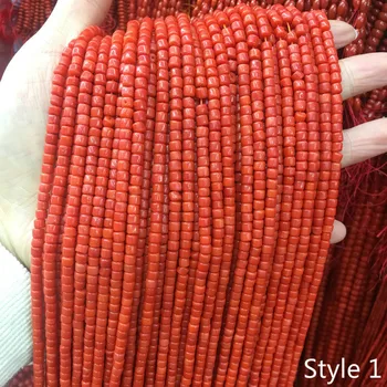 

3*4mm Natural Coral Semi-precious Loose Beads Cylindrical Red Coral Beadwork DIY Jewelry Finding Making Necklace Bracelet Parts