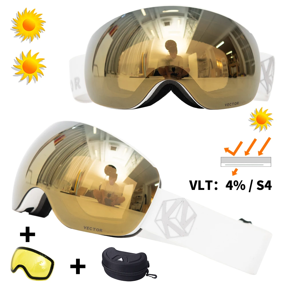 No.1 with case Vetor магниты OTG лыжные очки UV400 Сноуборд Снег очки Анти-туман Сменные в объектив и сферические широкий вид солнцезащитные очки - Цвет: No.1 with case