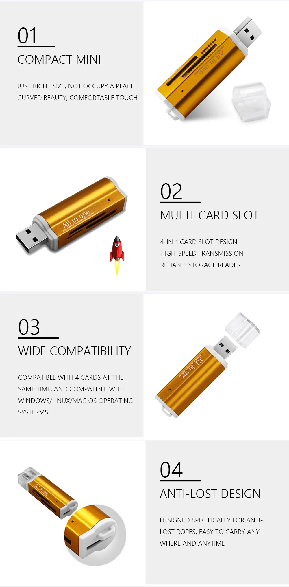 Мульти все в 1 Micro USB 2,0 кард-ридер адаптер высокоскоростной для Micro SD SDHC TF M2 MMC MS PRO DUO кард-ридер