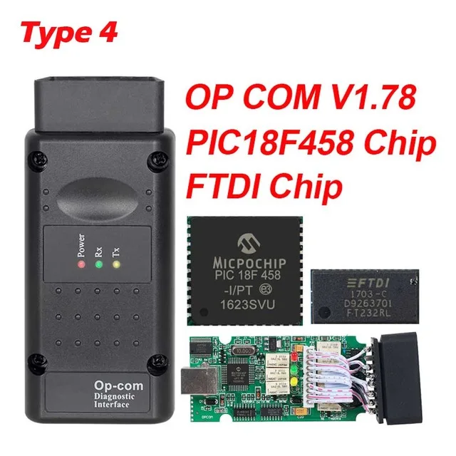 Op com V1.65 V1.78 V1.99 с PIC18F458 FTDI op-com OBD2 автоматический диагностический инструмент для Opel OPCOM шина сети локальных контроллеров V1.7 может быть обновление вспышки - Цвет: Type 4