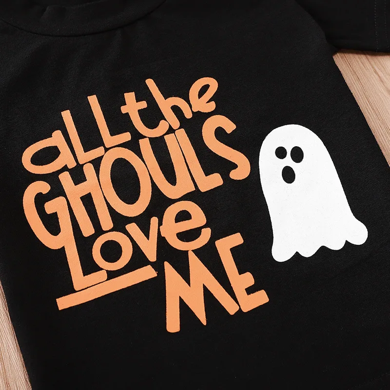 EBay Hot Selling AliExpress Childrenswear Halloween Kid Love Me Printed Pure Cotton Short Sleeve Children T-shirt Xh674