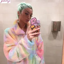 Модное разноцветное Женское пальто из искусственного меха, женские пушистые пальто и куртки, Женская флисовая куртка на молнии, зимняя плотная верхняя одежда