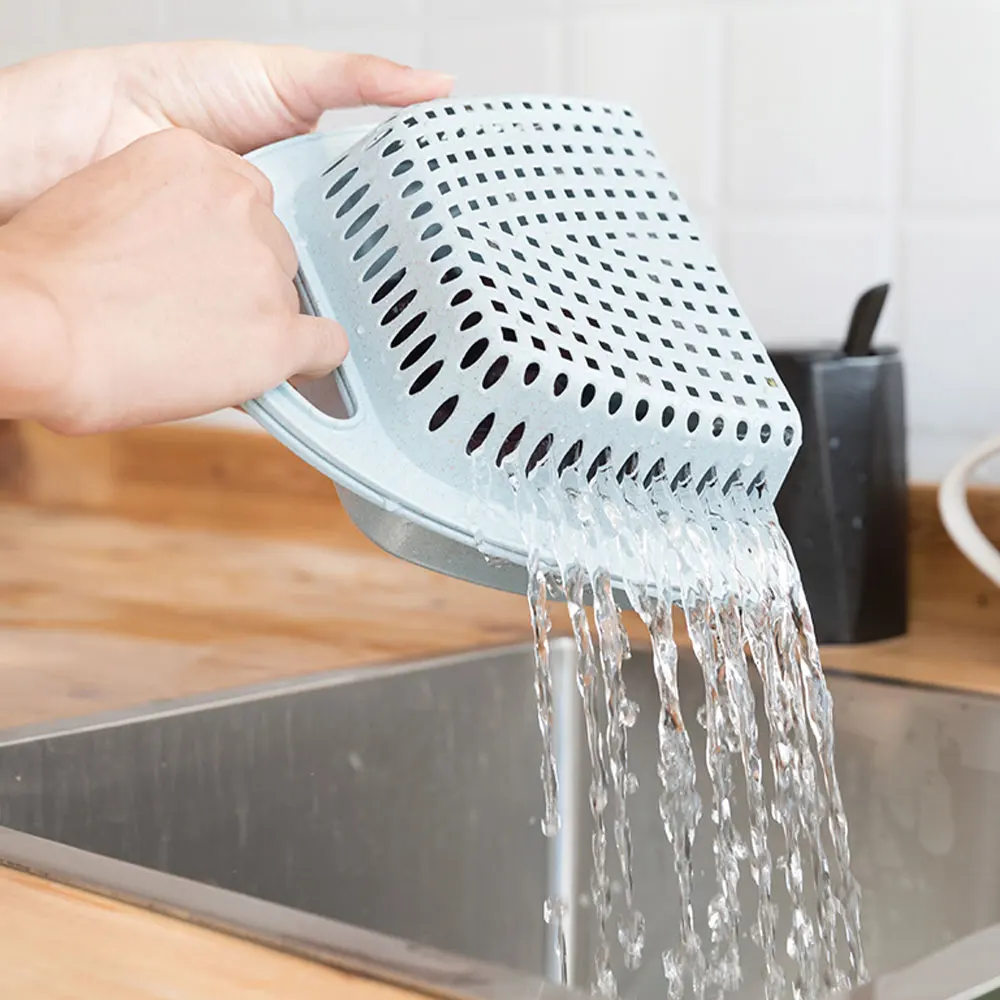 

2019 Kitchen Drain Basket Kitchen Storage Hanging Washing Fruit Vegetable Thick Folding Filter Basket Organizer With Handle