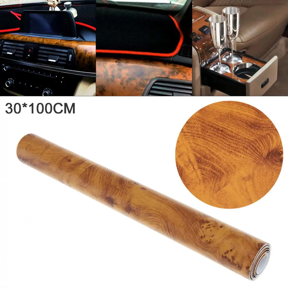 

30 x 100cm PVC Matte Wood Pattern Automobile Repacking Sticker Suitable for Car / Motorcycle / Electronic Product / Home