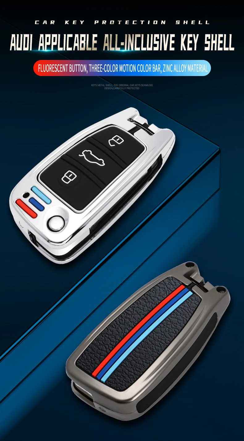 In Lega di zinco Custodia/cover per Chiave/telecomando Per Audi A3 A4 A5 C5 C6 8L 8P B6 B7 B8 C6 RS3 Q3 Q7 TT 8L 8V S3 Accessori 9 In Lega di zinco Custodia/cover per Chiave/telecomando Per Audi A3 A4 A5 C5 C6 8L 8P B6 B7 B8 C6 RS3 Q3 Q7 TT 8L 8V S3 Accessori - H545eab5d41104acea029518ff8a4e1bbv