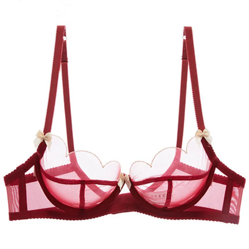 

Full-transparent and ultra-thin sexy bra perspective Spongeless underwear Woman bra Beautiful lace underwear