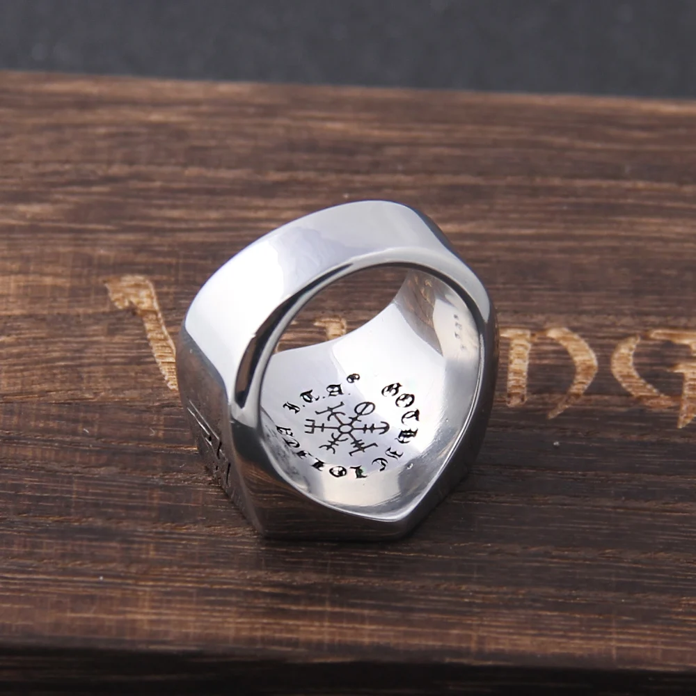 Stainless Steel Ring finger ring Viking Compass Runic Statement Men Vintage Color Nordic Viking Totem Odin