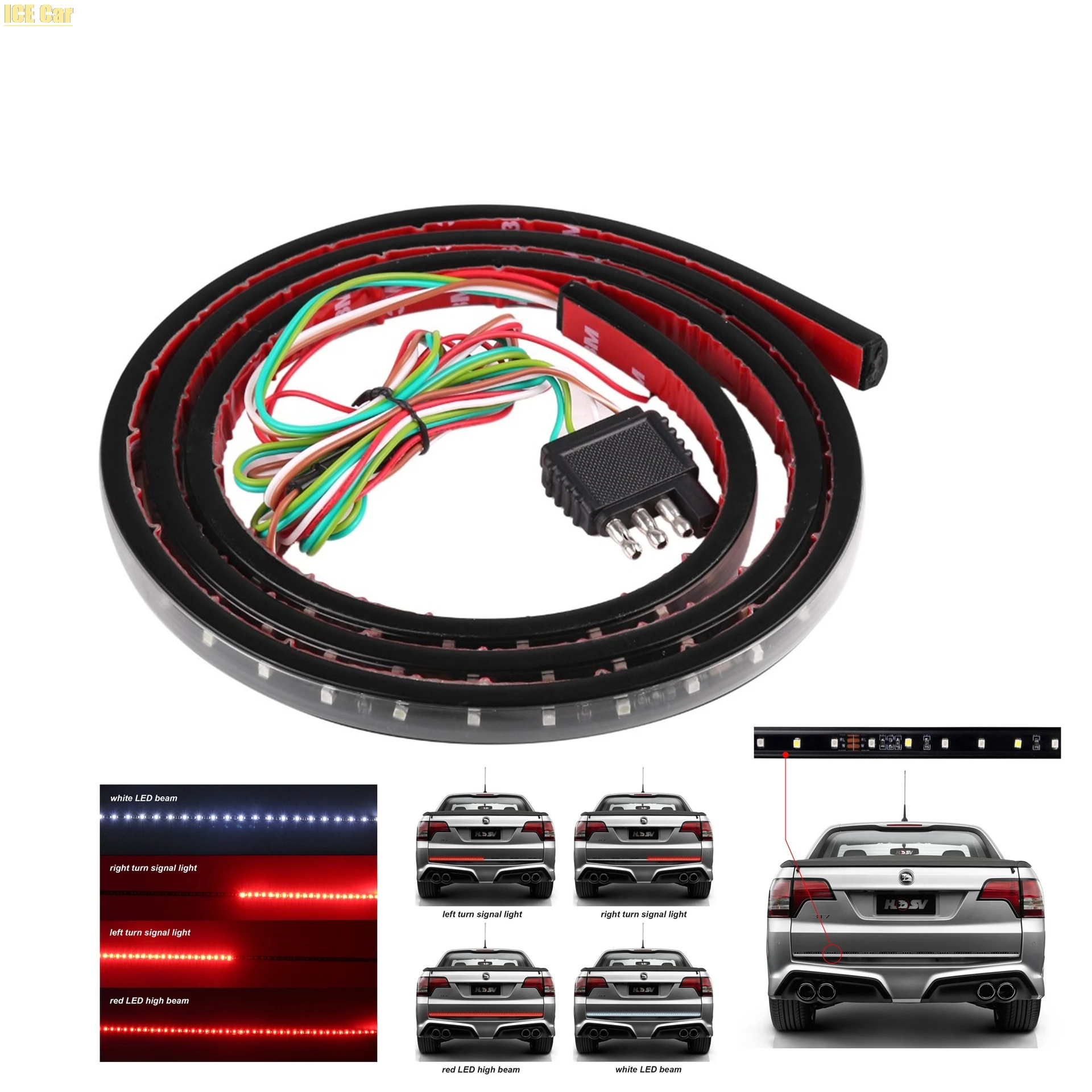 

5-Function LED Truck Tailgate Light Strip Bar Strip 3528-90Waterproof with Two-color LED Turn Signal,Parking,Brake,Reverse Light