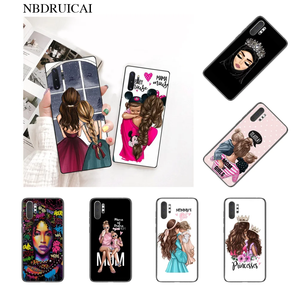 

NBDRUICAI Baby Mom Arabic Africa Girl queen Soft Phone Case for Samsung Note 3 4 5 7 8 9 10 pro A7 2018 A10 A40 A50 A70 J7 2018
