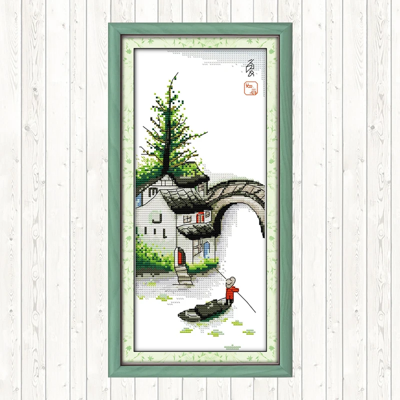 Набор для вышивки крестиком Four Seasons In Water town в китайском стиле Ландшафтная серия