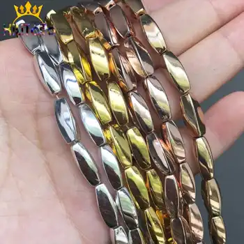 

5*14mm Natural Stone Hematite Beads Rose Gold Silver Color Column Loose Spacer Beads For Jewelry Making DIY Bracelet Accessories