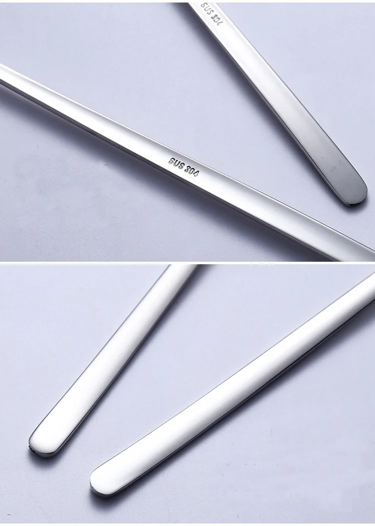 Creative 304 Stainless Steel Tableware Day Korean Style Long-Stem Ice Spoon Stirring Spoon Ice Cream bing shao Spoon Bartending