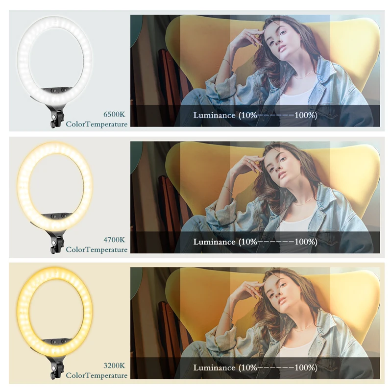 18 дюймов кольцевой светильник светодиодный видео с регулируемой яркостью 6500K