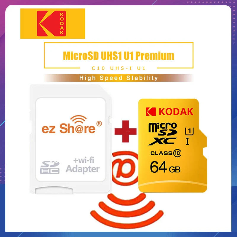 Ezshare Беспроводной Wi Fi адаптер Kodak Micro SD карта 16 ГБ 32 класс 10 microsd беспроводная TF 64 Гб