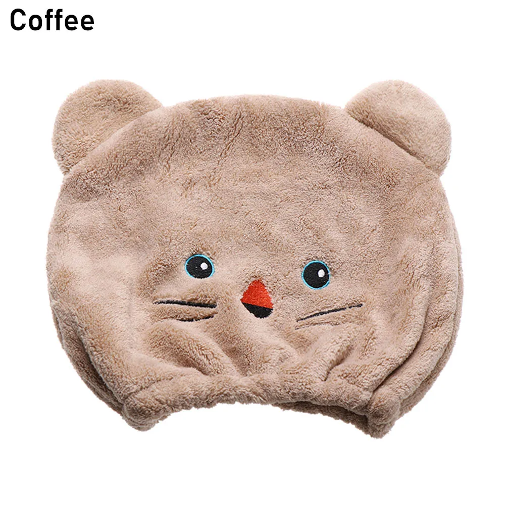 coffee Шапка для быстрой сушки волос Многоцветный Медведь шапочка для душа гигроскопичность и воздухопроницаемость микрофибра волос тюрбан обернутый полотенце шапка полотенце - Цвет: coffee