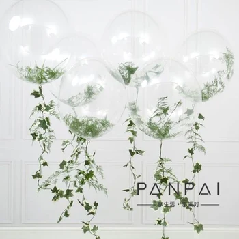 

Ins style wave ball transparent balloon filled vine leaves wedding birthday party supplies photo props balloons