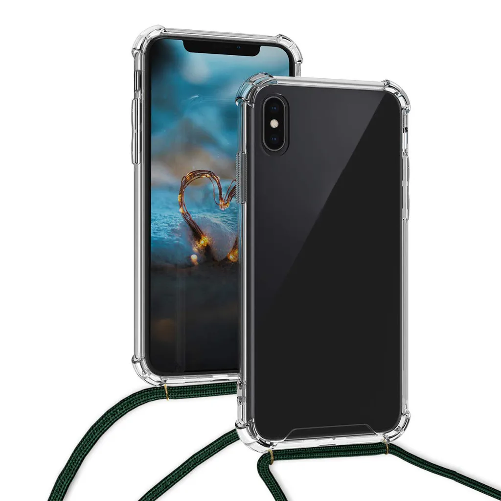 ТПУ чехол для телефона для iphone X Ударопрочный против царапин защитный чехол для телефона с ремешком на шею выдвижной шнурок