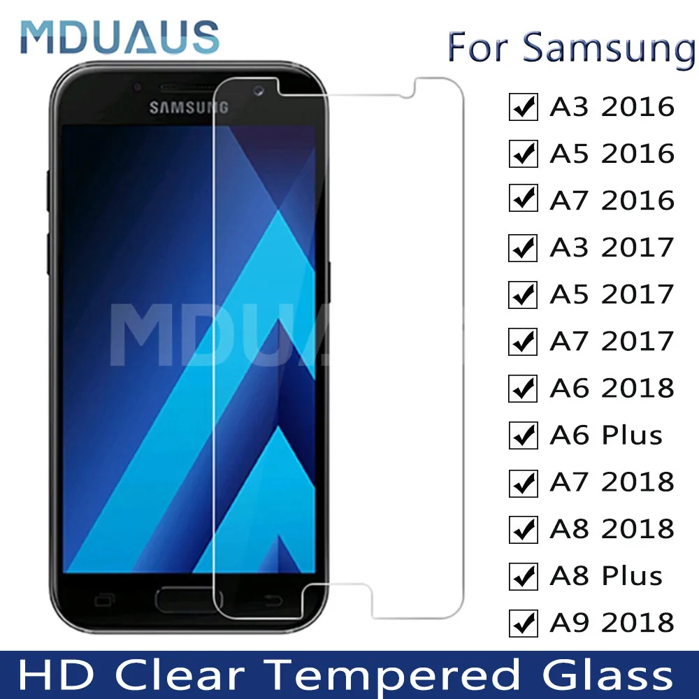 Protective Glass on the For Samsung Galaxy A3 A5 A7 J3 J5 J7 A6 A8 A9 Tempered Screen Protector Glass Film