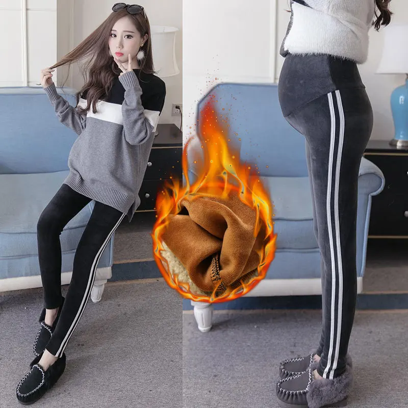

Photo Shoot 2019 New Style Pregnant Women Pants Winter Gold Velvet Maternity Pants Thick Velvet Leggings for Pregnant Woman Thic