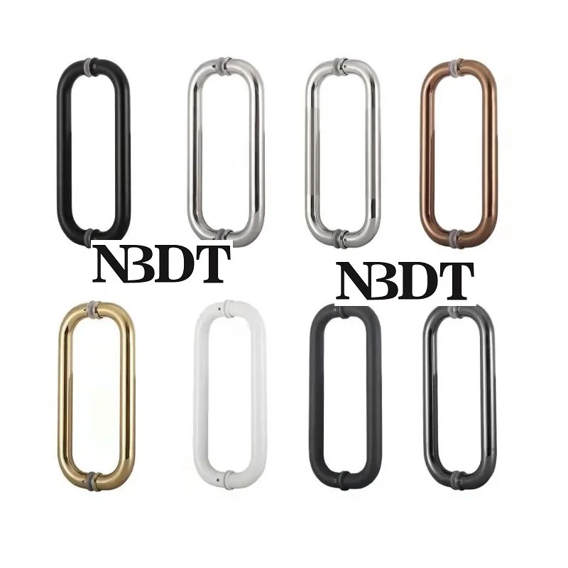 304 Stainless Steel Tubular Glass Back To Back Door Shower Box Pull Handle Rose Gold White Matte Black Shiny Commerical Entry