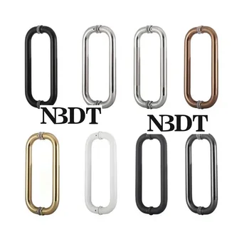 

304 Stainless Steel Tubular Glass Back To Back Door Shower Box Pull Handle Rose Gold White Matte Black Shiny Commerical Entry