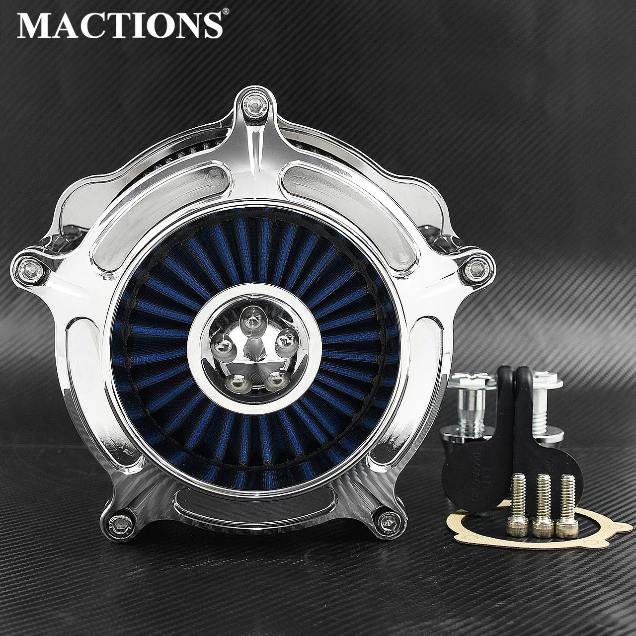 

Chrome Motorcycle Air Filter Intake Cleaner Blue Element For Harley XL Sportster 2004-2019 Iron 883 1200 Nightster XL1200N