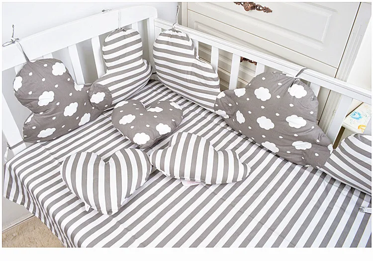Милые комплекты в форме облаков Детская кровать бампер, детская кроватка для младенца бампер, Детская цельнокроеная кроватка вокруг подушки, детская защита для кроватки подушки