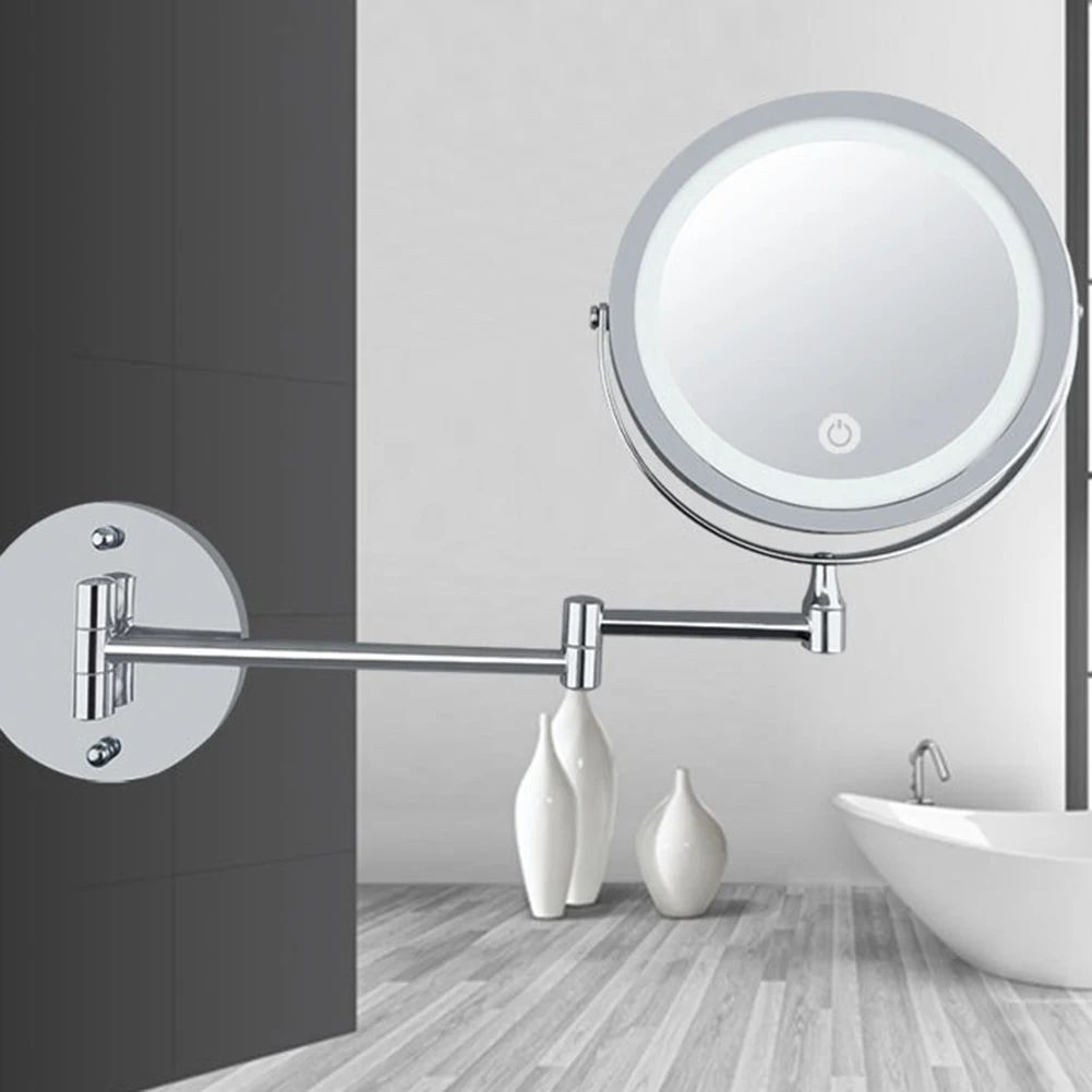 

High Quality LED Double Sided Makeup Vanity Mirror Wall Mount 10x Magnification Swivel Extension Mirror ---MS