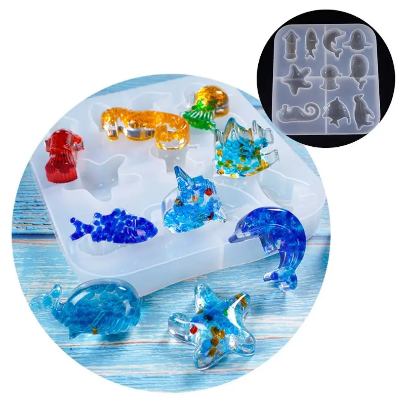 

DIY Jewelry Marine Style Crystal UV Epoxy Mold Creative Starfish Penguin Shape Collection Silicone Molds