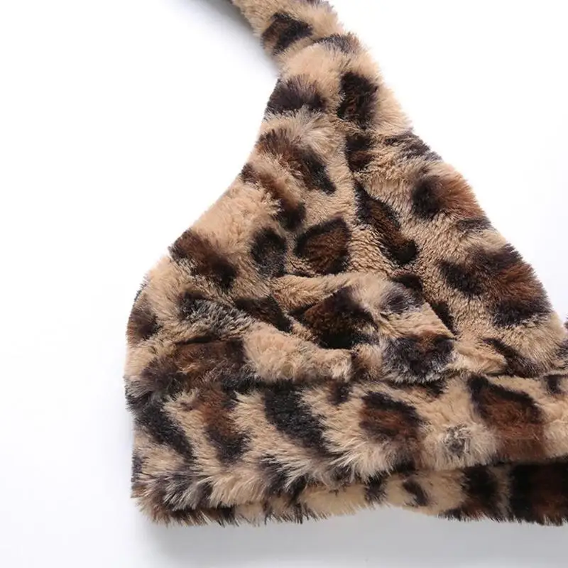 Сексуальные леопардовые принты Холтер жилет модный тренд корейский без рукавов женский v-образный вырез удобный мягкий короткий бюстгальтер топы