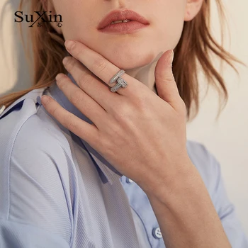 

SuXin 2020 new fashion nail retro punk hip hop zircon ring female finger ring jewelry for girlfriend gift
