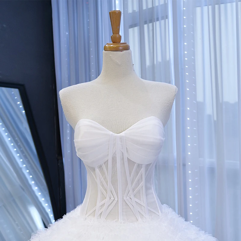 RSM67301 Pure White Wedding Dress Sexy Sweetheart Collar Sleeveless Backless Wedding Party Reception Vestido Novia Corto 5