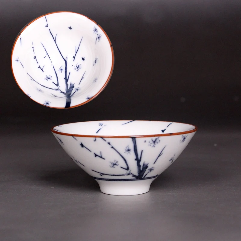 Керамический чайный набор кунг-фу в японском стиле, маленькая чайная чашка, одиночная чашка, антикварная голубая и белая фарфоровая чашка, персональная чашка, чашка-мастер - Цвет: 7cmx3cmx45ml Y