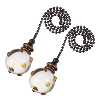 

uxcell Glass Pendant 12 inch Pull Chain for Lighting Fans Yellow Swirl Dot 2Pc