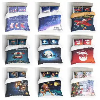 

hot style bedding set 3d digital Christmas printing 2/3pcs duvet cover & pillowcases set with zipper closure UK/AU/US size