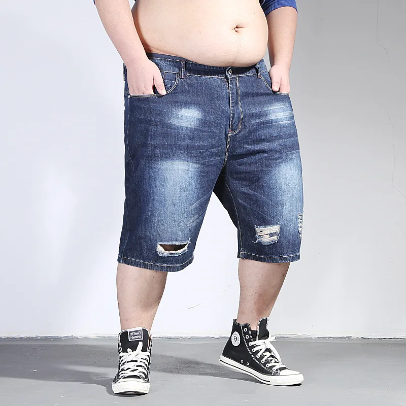 Bermuda Jeans Shorts Destressed Breeches Ripped Male Summer Plus-Size Denim Hot Torn