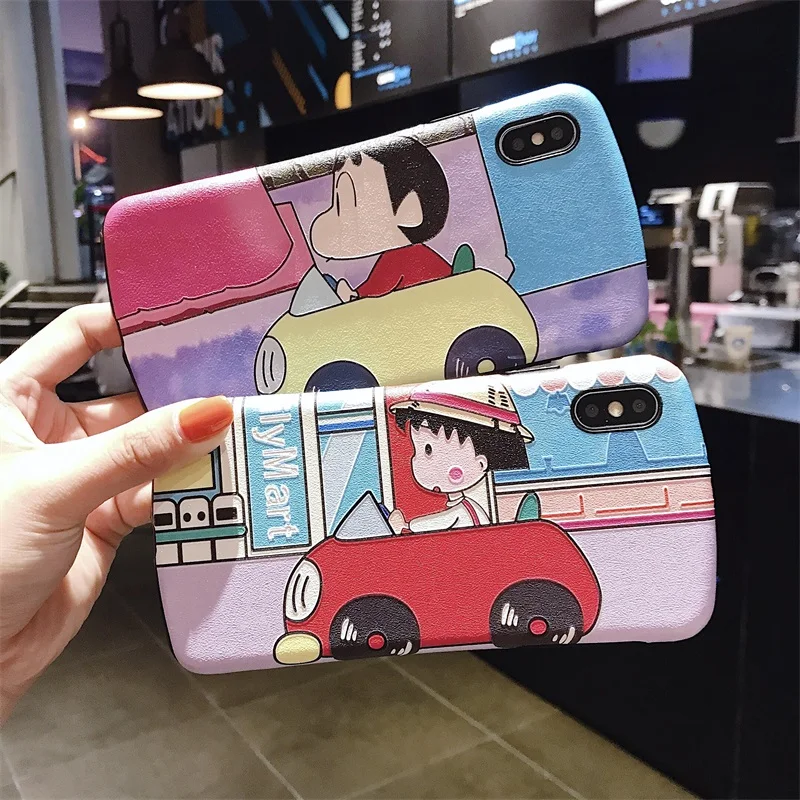 Милый чехол Crayon Shin-chan walk the dog для iPhone 6 6s 7 8 Plus X XR XS Max розовый Chi-bi Maruko мягкий из