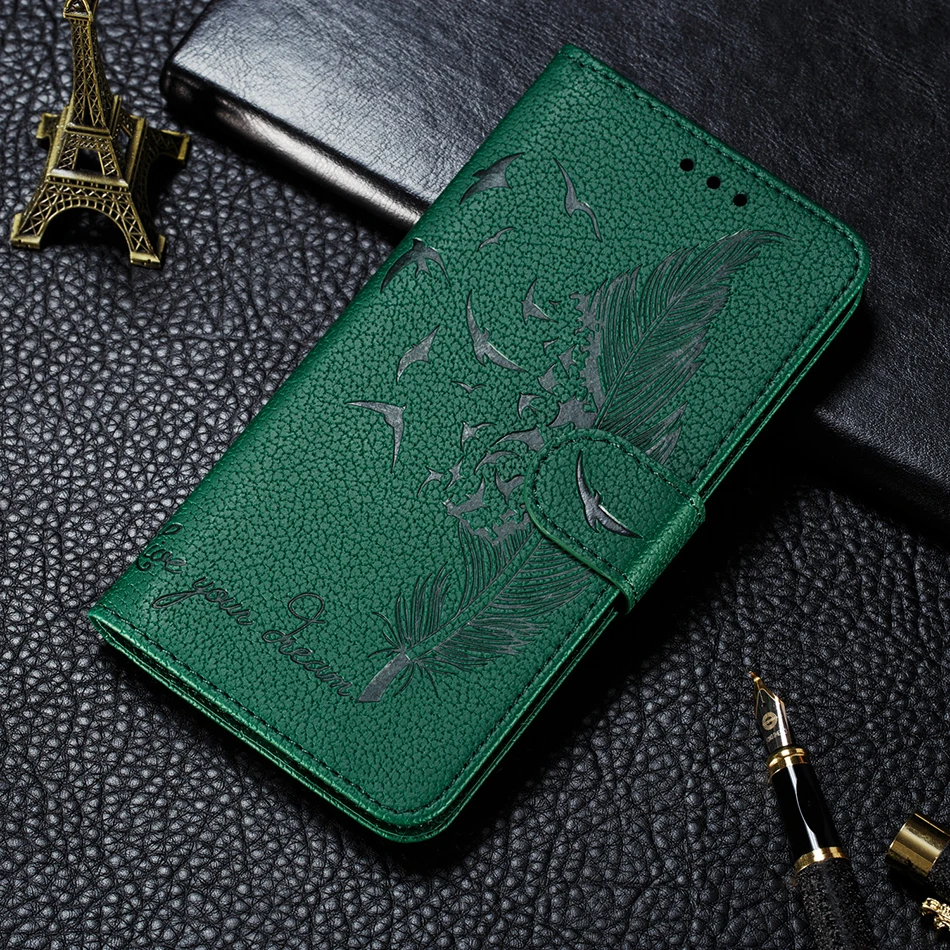 Feather Embossing Wallet Flip Cases For Motorola G7 Play G7 Power Z4 Play One Pro One Zoom Back Cover For Moto E6 Play G8 Plus iphone 8 plus wallet case